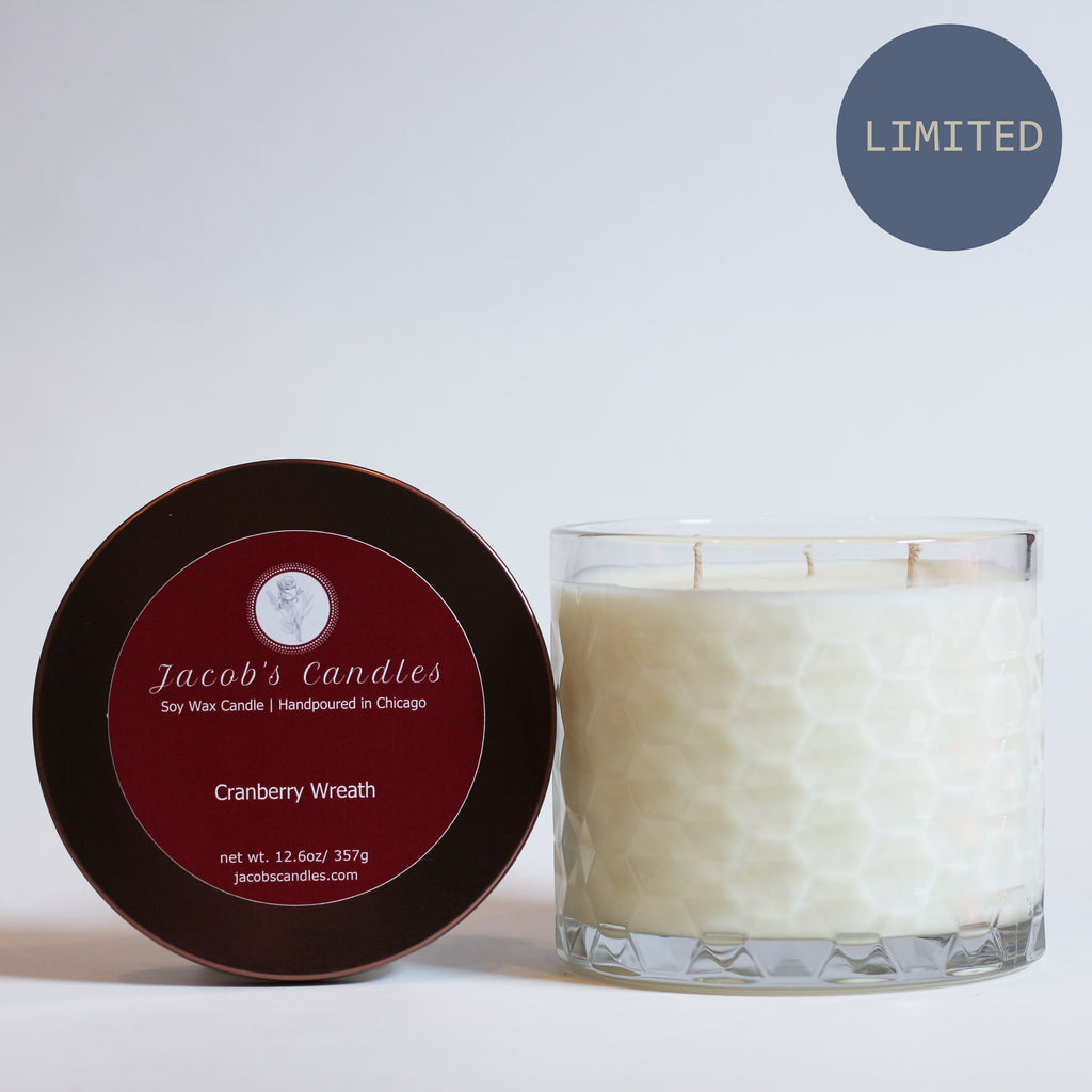 Cranberry Wreath | Handpoured 3-Wick Soy Wax Candle